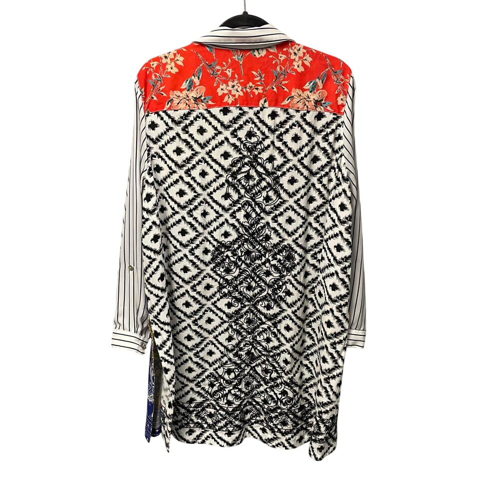 John Mark Mixed Print Patchwork Floral Striped Bu… - image 7